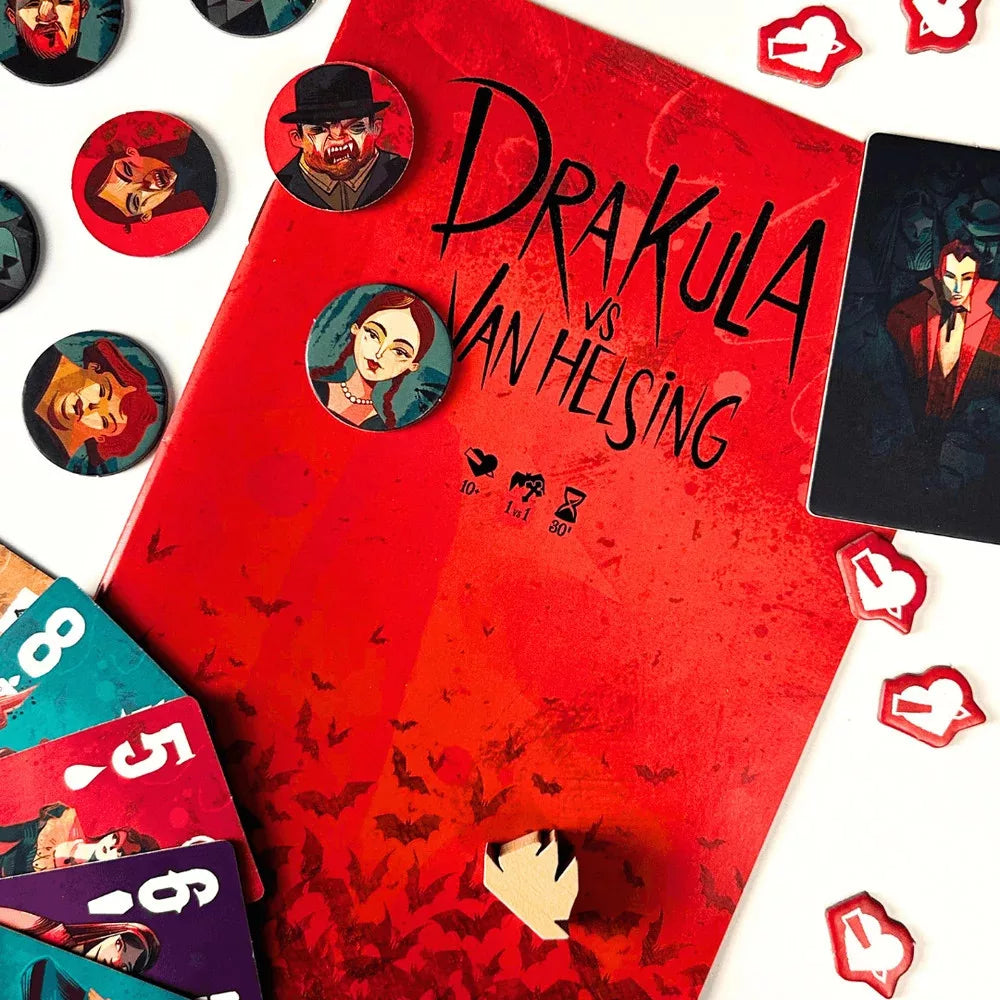 Conținutul jocului de societate Dracula vs Van Helsing