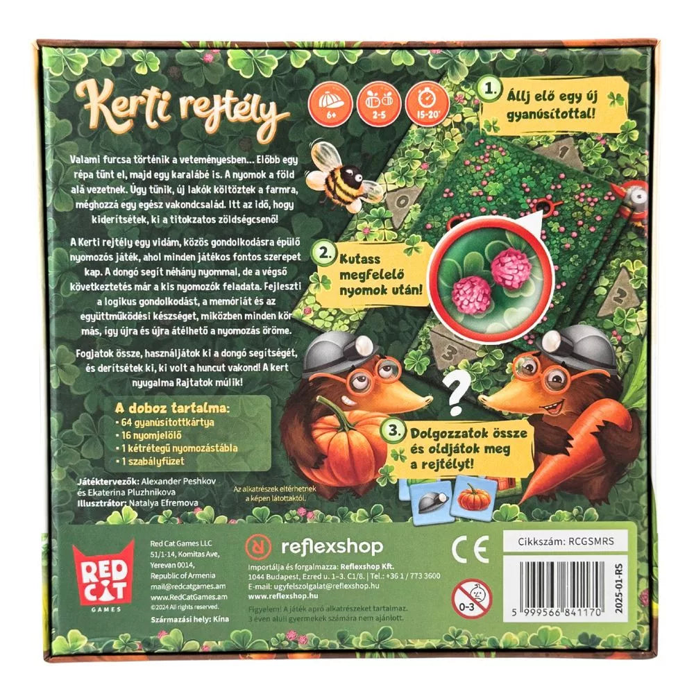 Spatele cutiei jocului de societate Sly Mole