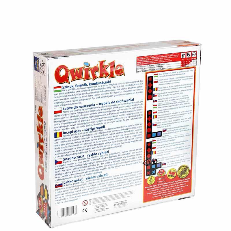Spatele cutiei jocului de societate Qwirkle