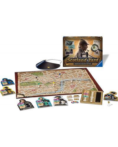 Conținutul jocului de societate Scotland Yard: Sherlock Holmes Edition