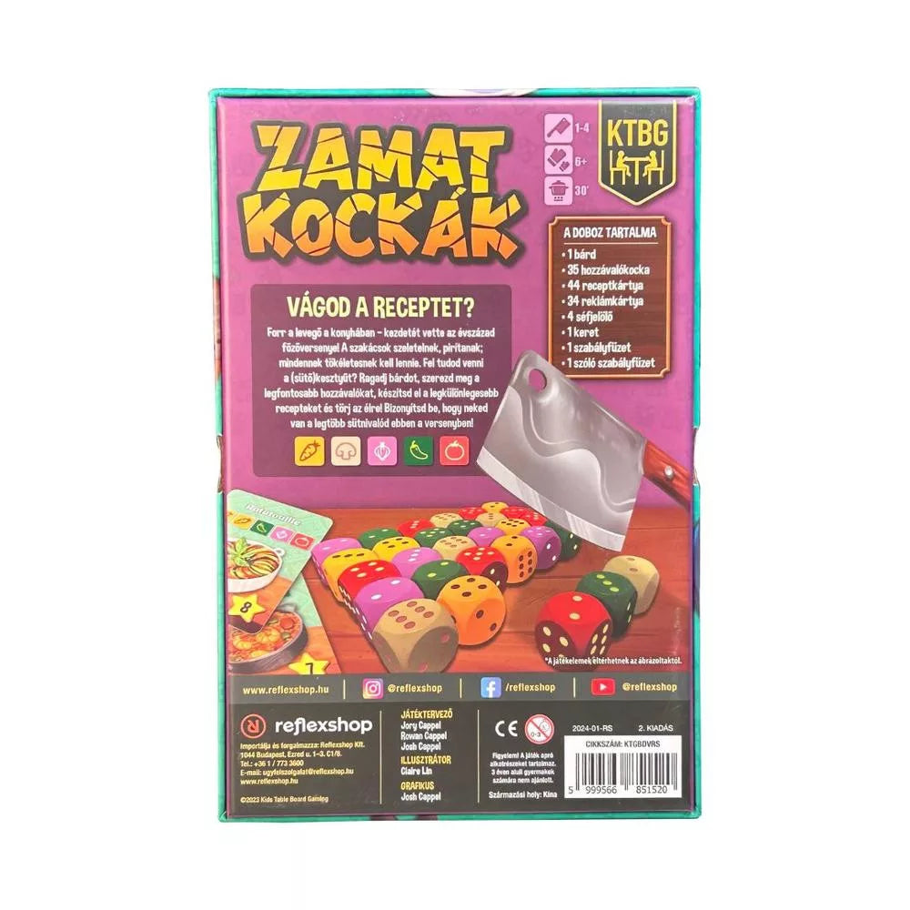 Spatele cutiei jocului de societate Diced Veggies