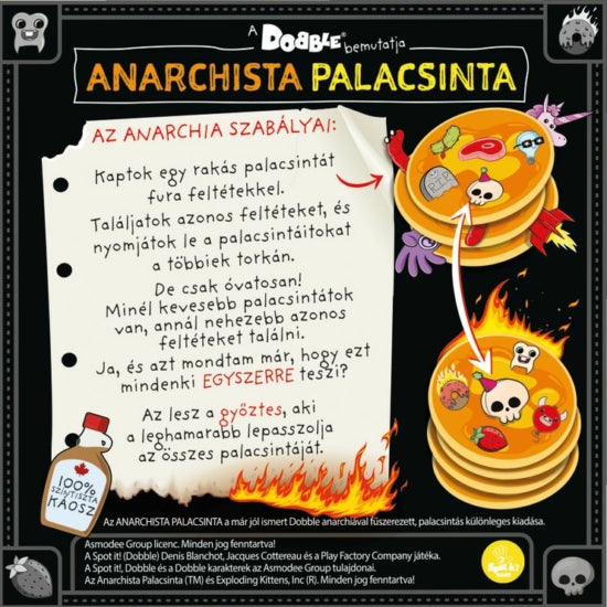 Spatele cutiei jocului de societate Anarchy Pancakes