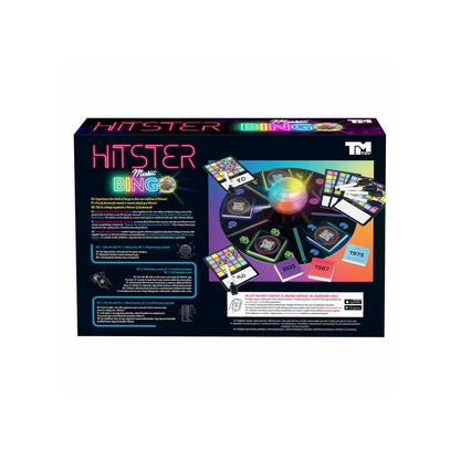 Spatele cutiei jocului de societate Hitster: Music Bingo