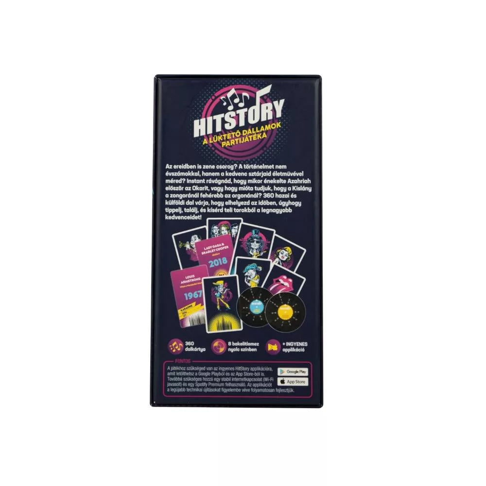 Spatele cutiei jocului de societate Hitstory