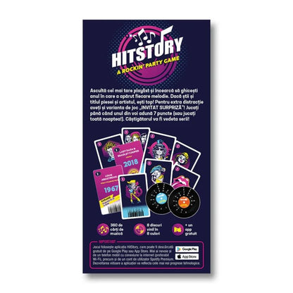Spatele cutiei jocului de societate Hitstory
