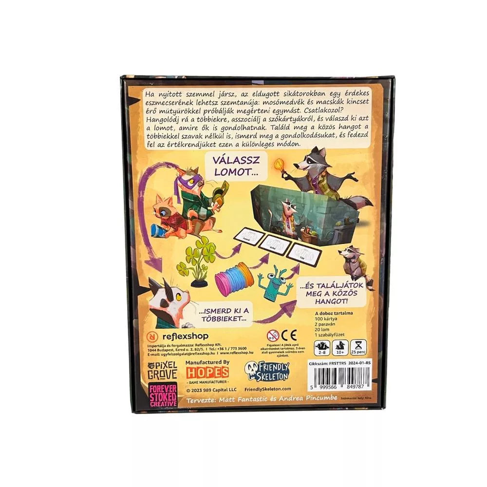 Spatele cutiei jocului de societate Trash Talk