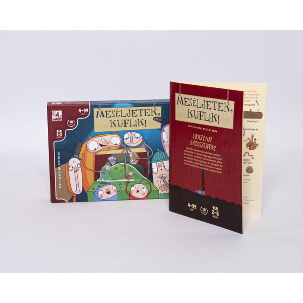 Cutia și conținutul jocului de societate Meséljetek, Kuflik