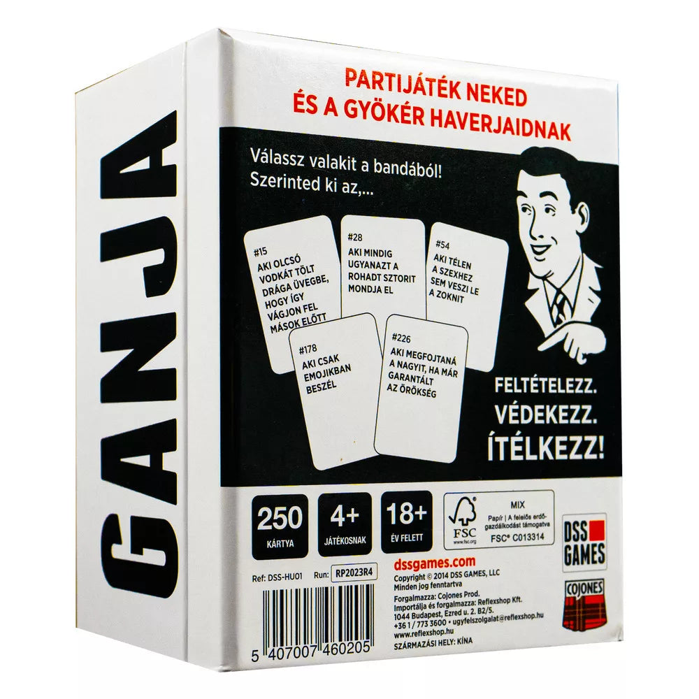 Spatele cutiei jocului de societate Drunk Stoned or Stupid