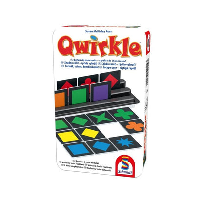 Cutia jocului de societate Qwirkle în cutie metalică