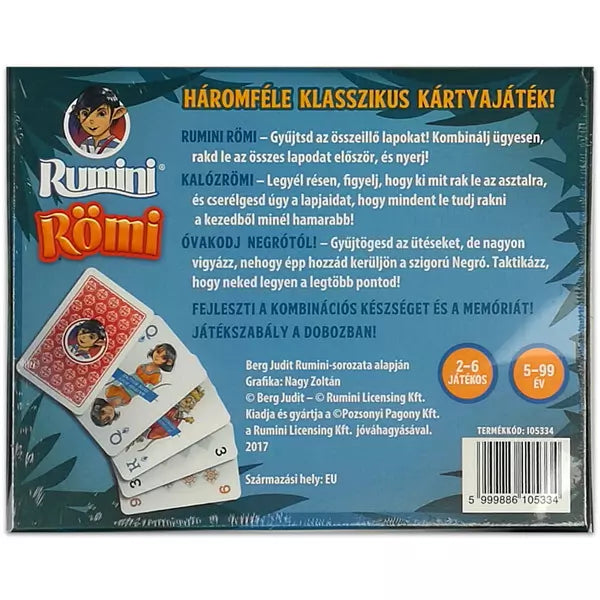 Spatele cutiei jocului de societate Rumini Rummy