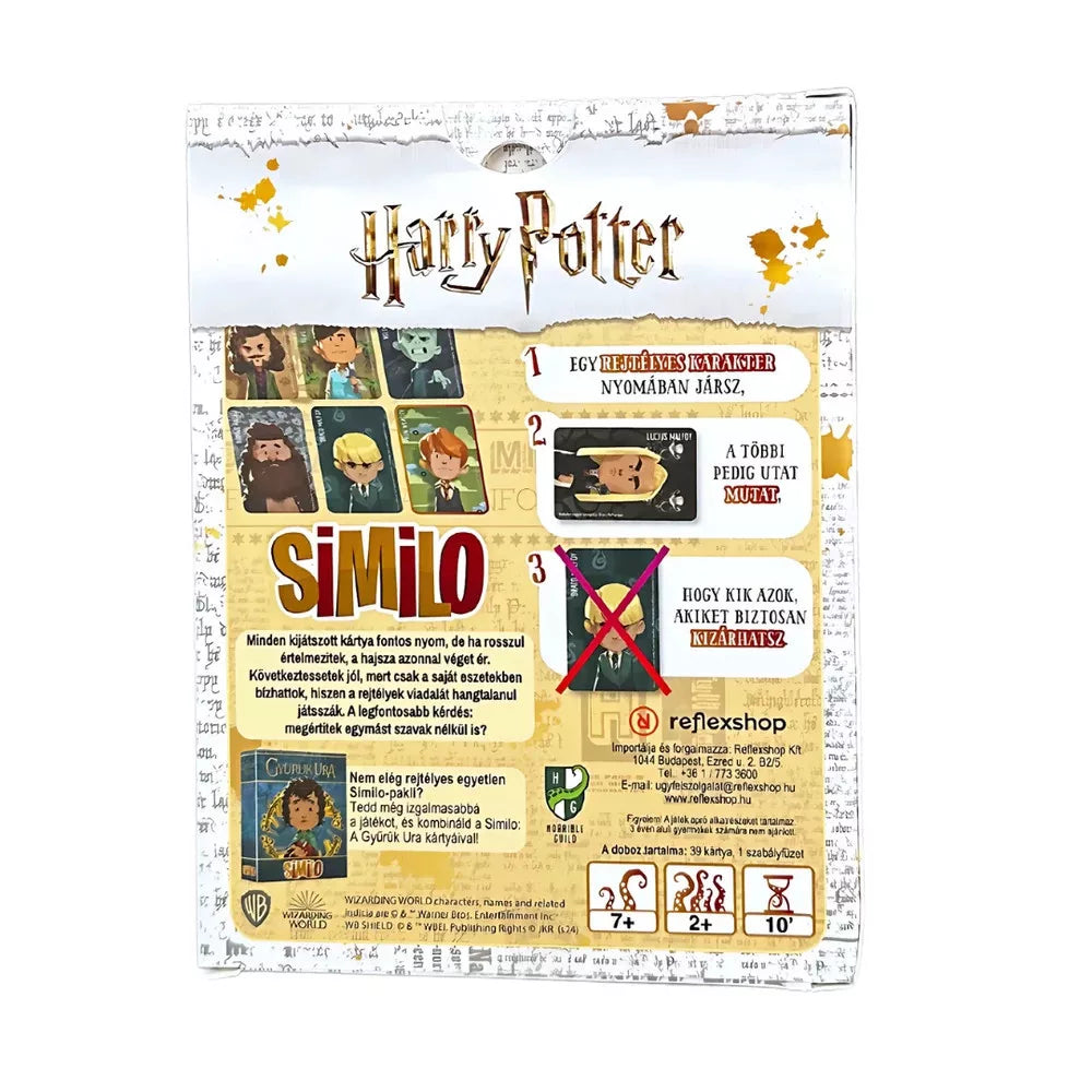 Spatele cutiei jocului de societate Similo: Harry Potter