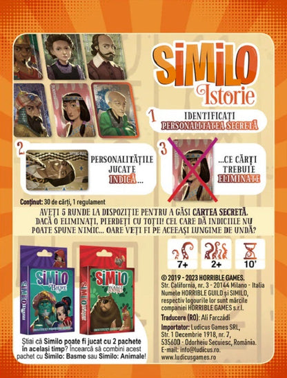 Spatele cutiei jocului de societate Similo: Istorie