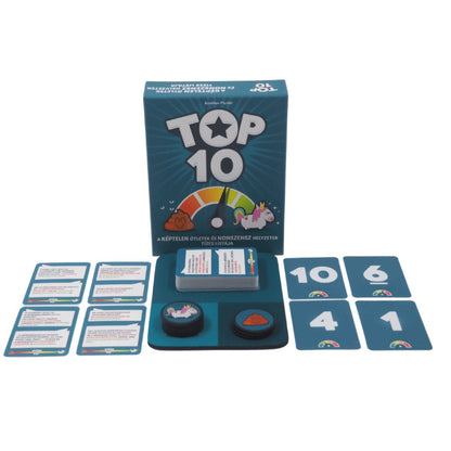 Cutia și cărțile jocului de societate Top Ten